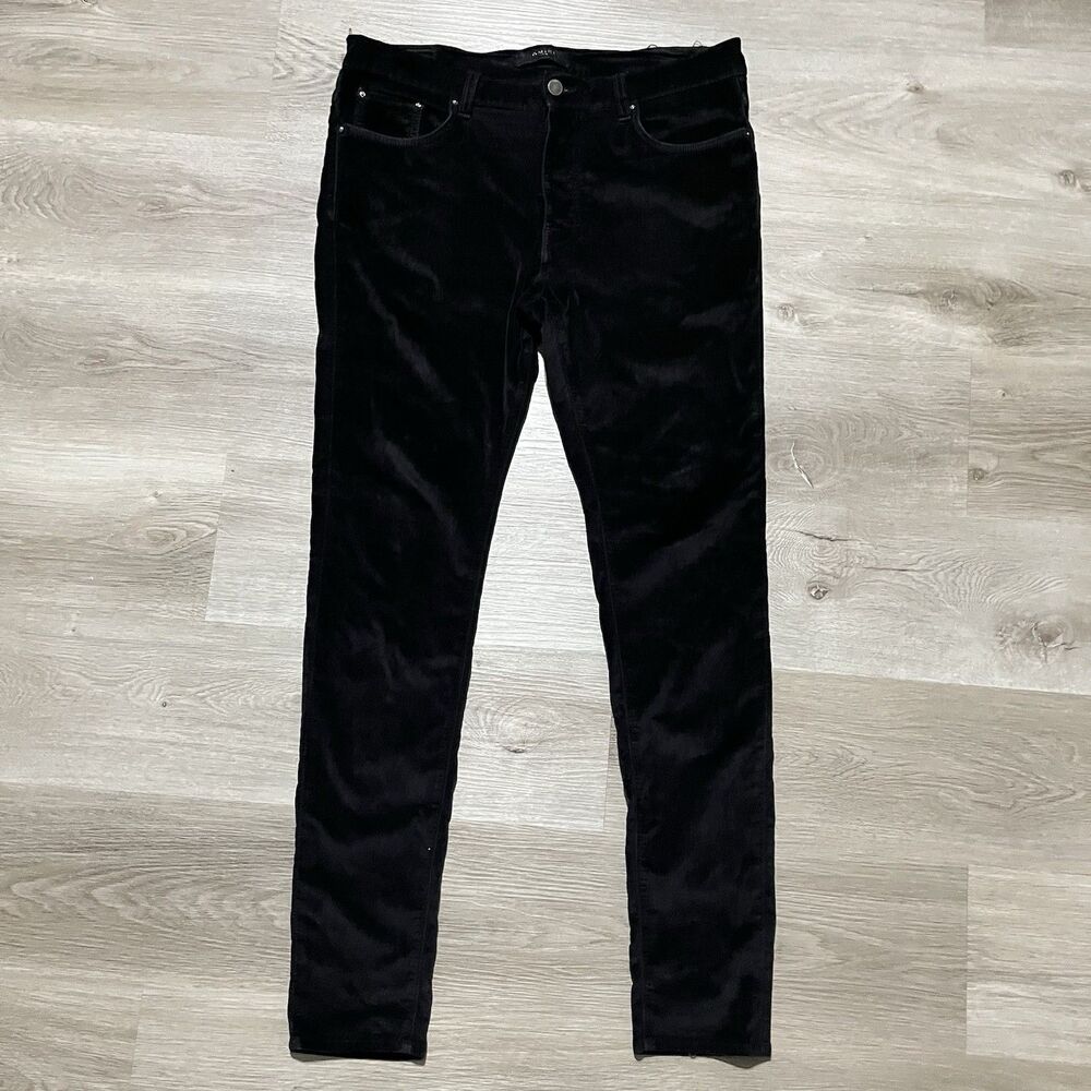 Amiri Velour Skinny Pants Black Mens Size 36